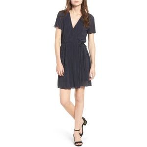 Leith Pleat Surplice Wrap Dress